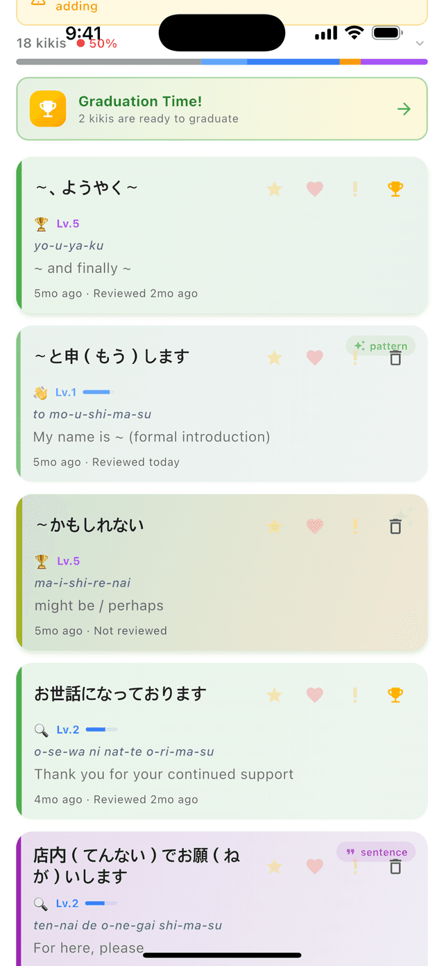 Kikis app — timing